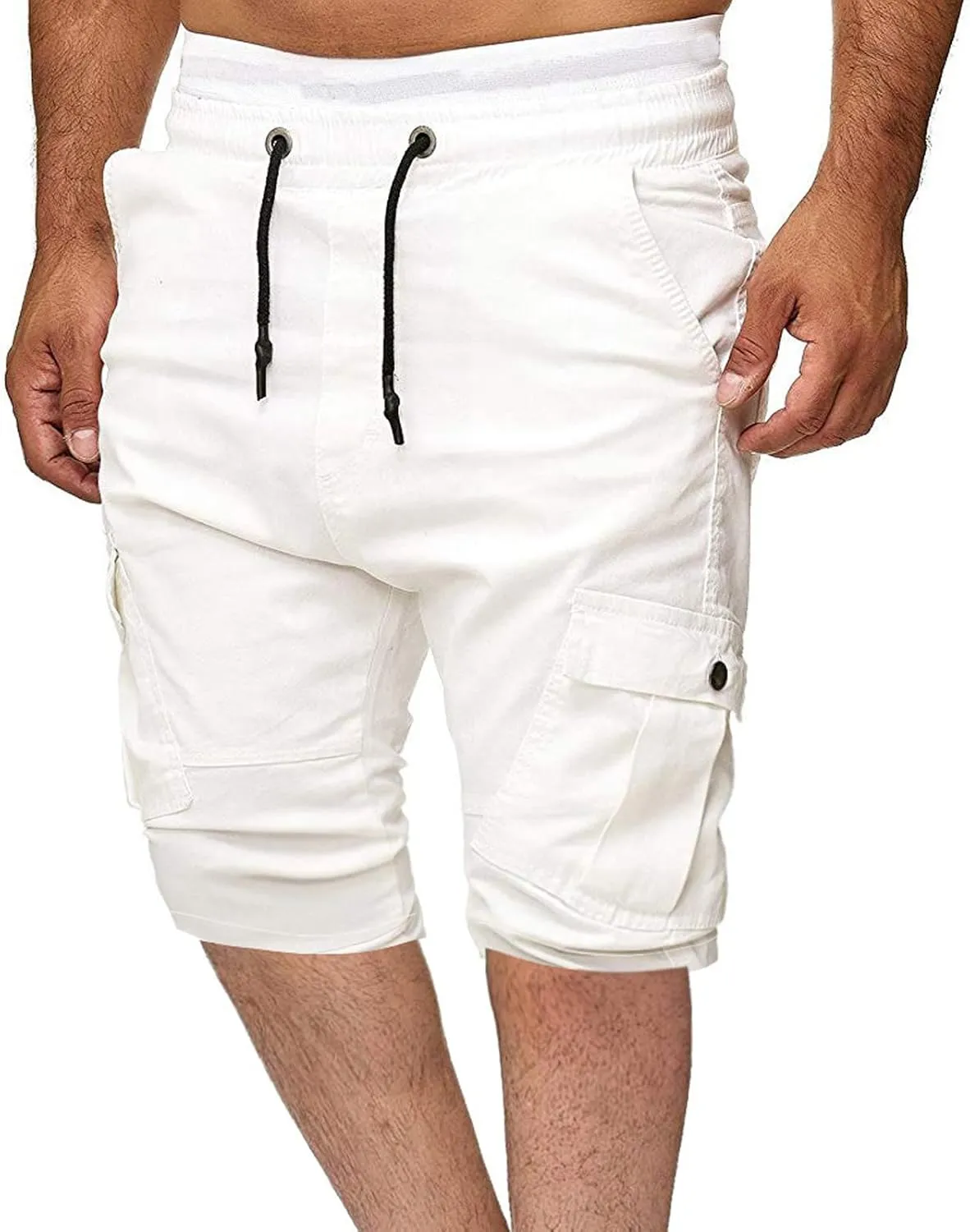 Men's Workwear Shorts with Multi Pockets Straight Leg Five Piece Cargo Pants Casual Sports Knee Length Shorts