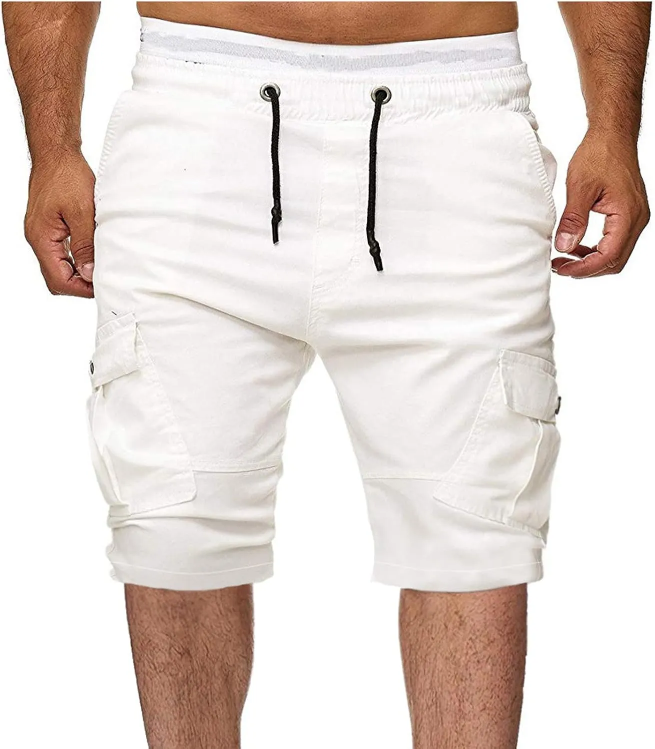 Men's Workwear Shorts with Multi Pockets Straight Leg Five Piece Cargo Pants Casual Sports Knee Length Shorts