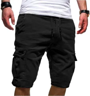 Men's Workwear Shorts with Multi Pockets Straight Leg Five Piece Cargo Pants Casual Sports Knee Length Shorts