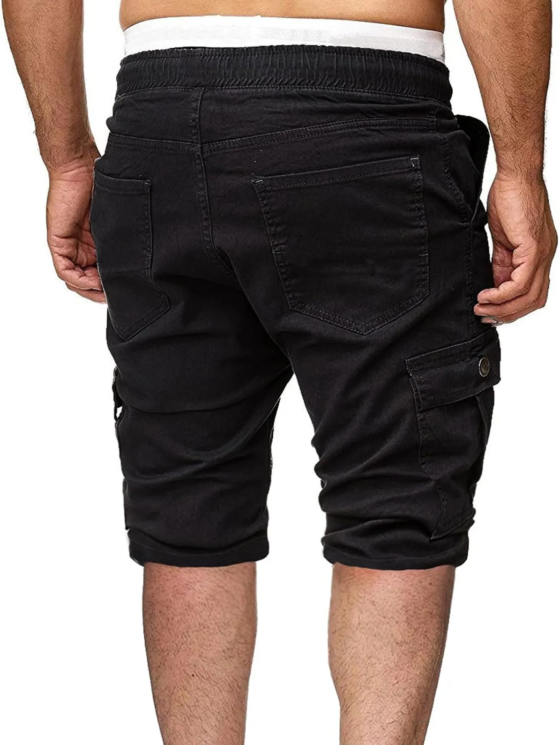 Men's Workwear Shorts with Multi Pockets Straight Leg Five Piece Cargo Pants Casual Sports Knee Length Shorts