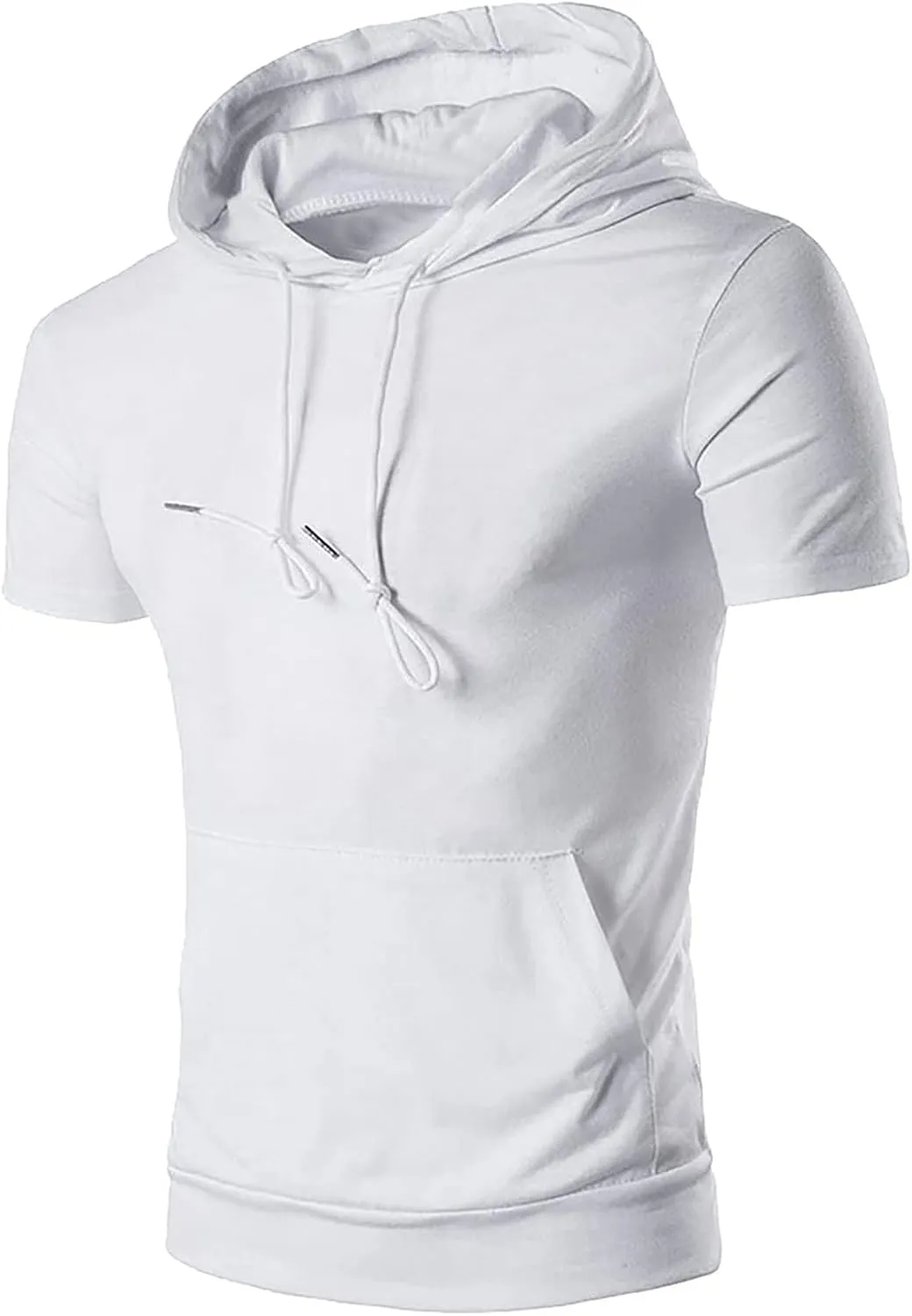 Mmoneyake Men's Short Sleeve Hoodies Lightweight Pullover Sweatshirts Gym Workout Athletic Shirt Solid Hoodies with Pockets