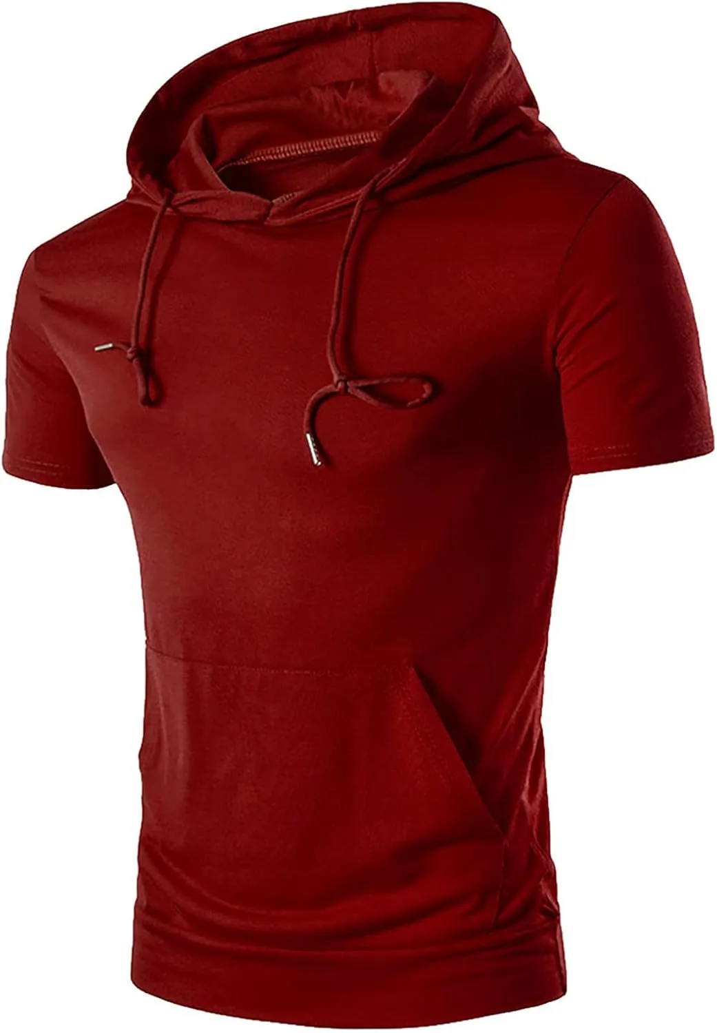 Mmoneyake Men's Short Sleeve Hoodies Lightweight Pullover Sweatshirts Gym Workout Athletic Shirt Solid Hoodies with Pockets