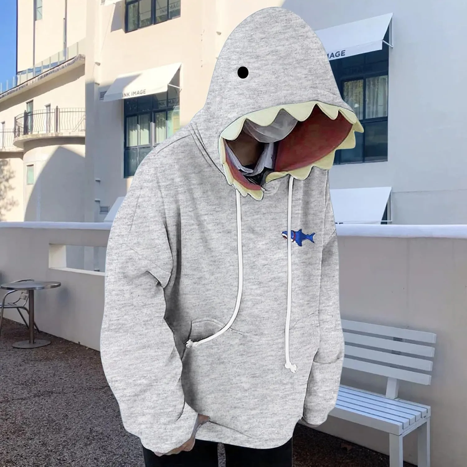 Mmoneyake Shark Hoodie Women Men Cute Cartoon Animal Pullover Sweatshirts Causal Long Sleeve Hooded Sweatshirts with Pockets