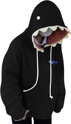 Mmoneyake Shark Hoodie Women Men Cute Cartoon Animal Pullover Sweatshirts Causal Long Sleeve Hooded Sweatshirts with Pockets