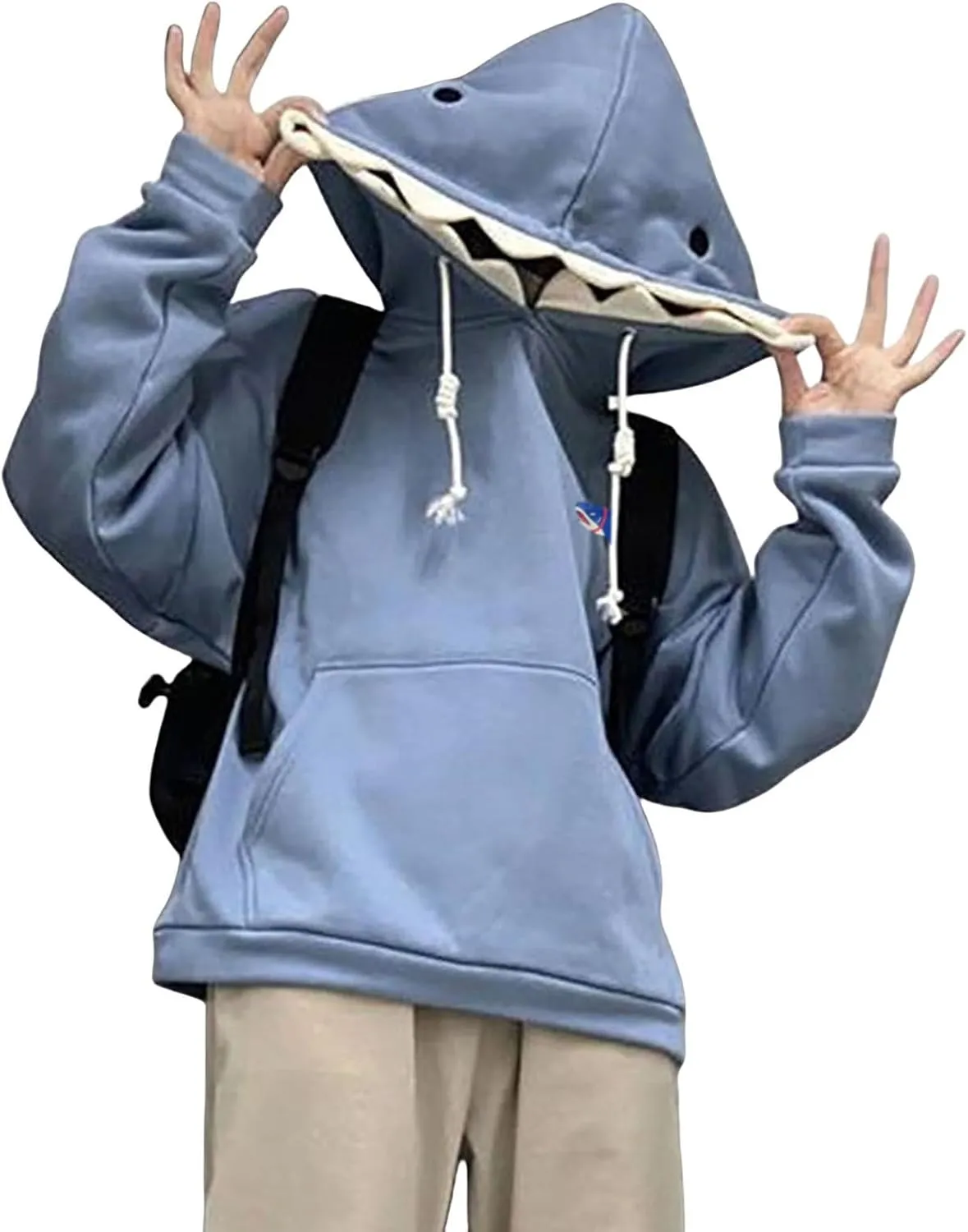 Mmoneyake Shark Hoodie Women Men Cute Cartoon Animal Pullover Sweatshirts Causal Long Sleeve Hooded Sweatshirts with Pockets