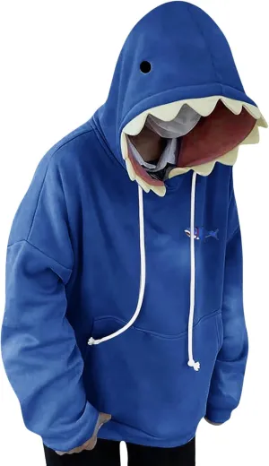 Mmoneyake Shark Hoodie Women Men Cute Cartoon Animal Pullover Sweatshirts Causal Long Sleeve Hooded Sweatshirts with Pockets