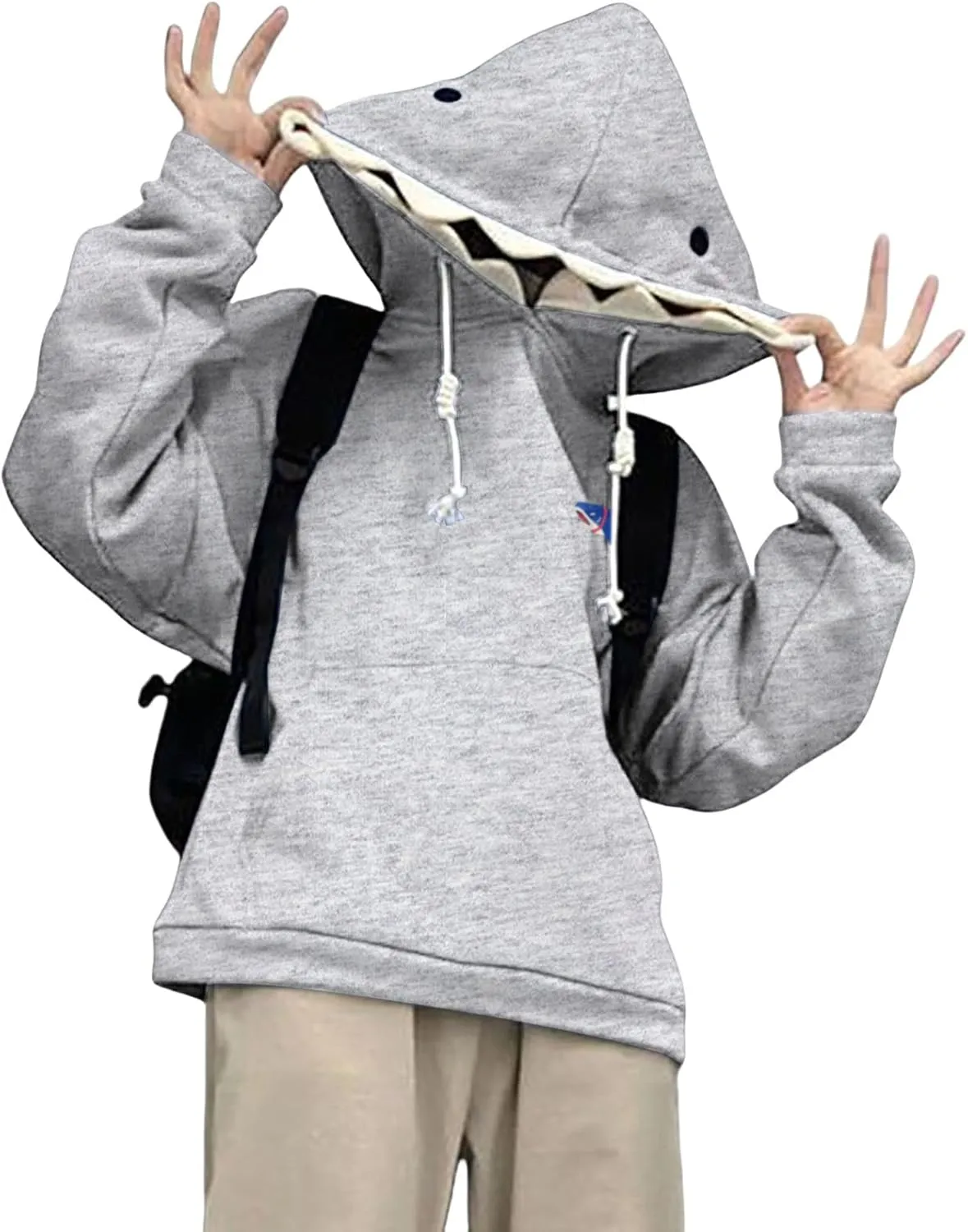 Mmoneyake Shark Hoodie Women Men Cute Cartoon Animal Pullover Sweatshirts Causal Long Sleeve Hooded Sweatshirts with Pockets