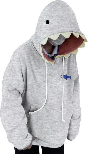 Mmoneyake Shark Hoodie Women Men Cute Cartoon Animal Pullover Sweatshirts Causal Long Sleeve Hooded Sweatshirts with Pockets
