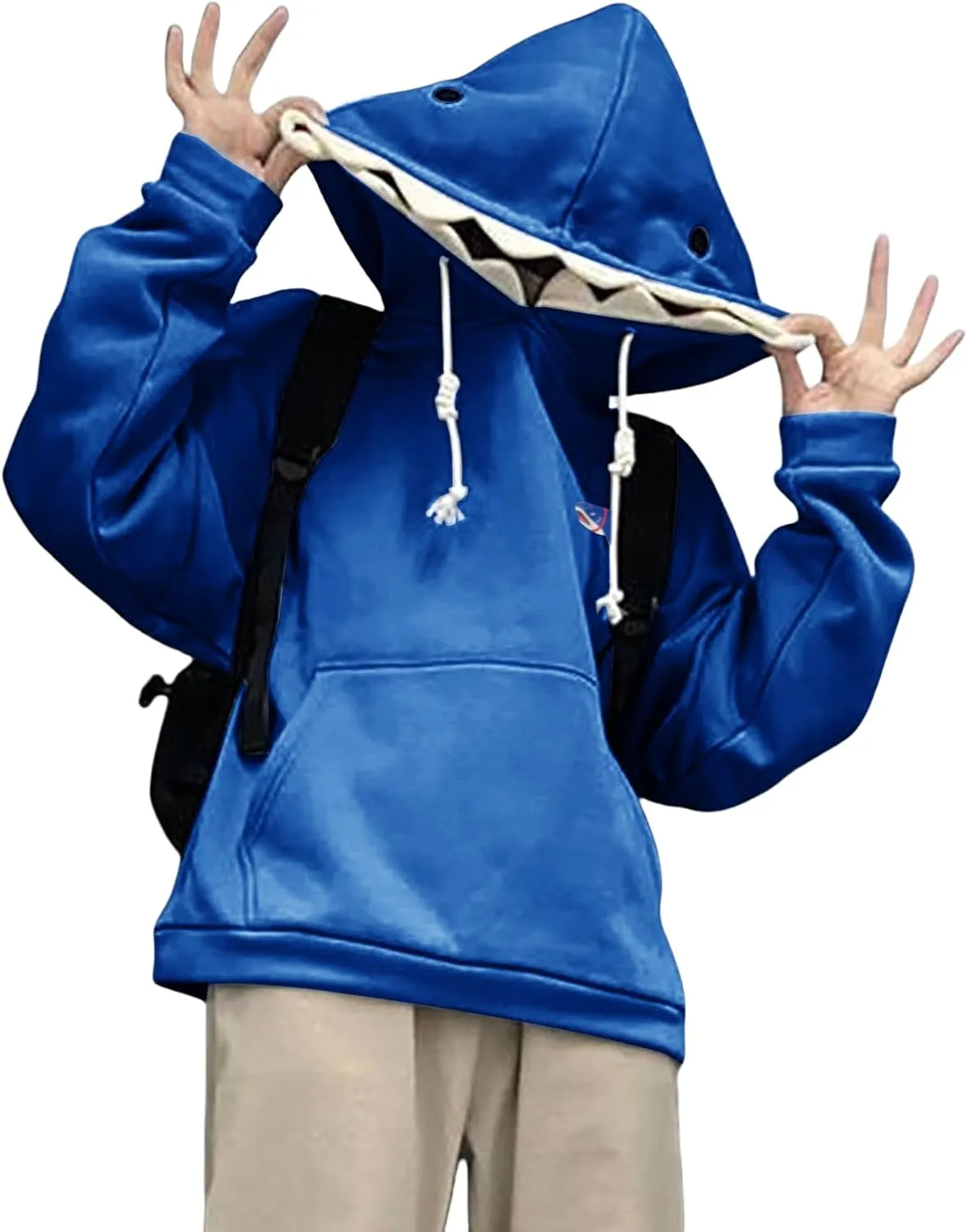 Mmoneyake Shark Hoodie Women Men Cute Cartoon Animal Pullover Sweatshirts Causal Long Sleeve Hooded Sweatshirts with Pockets