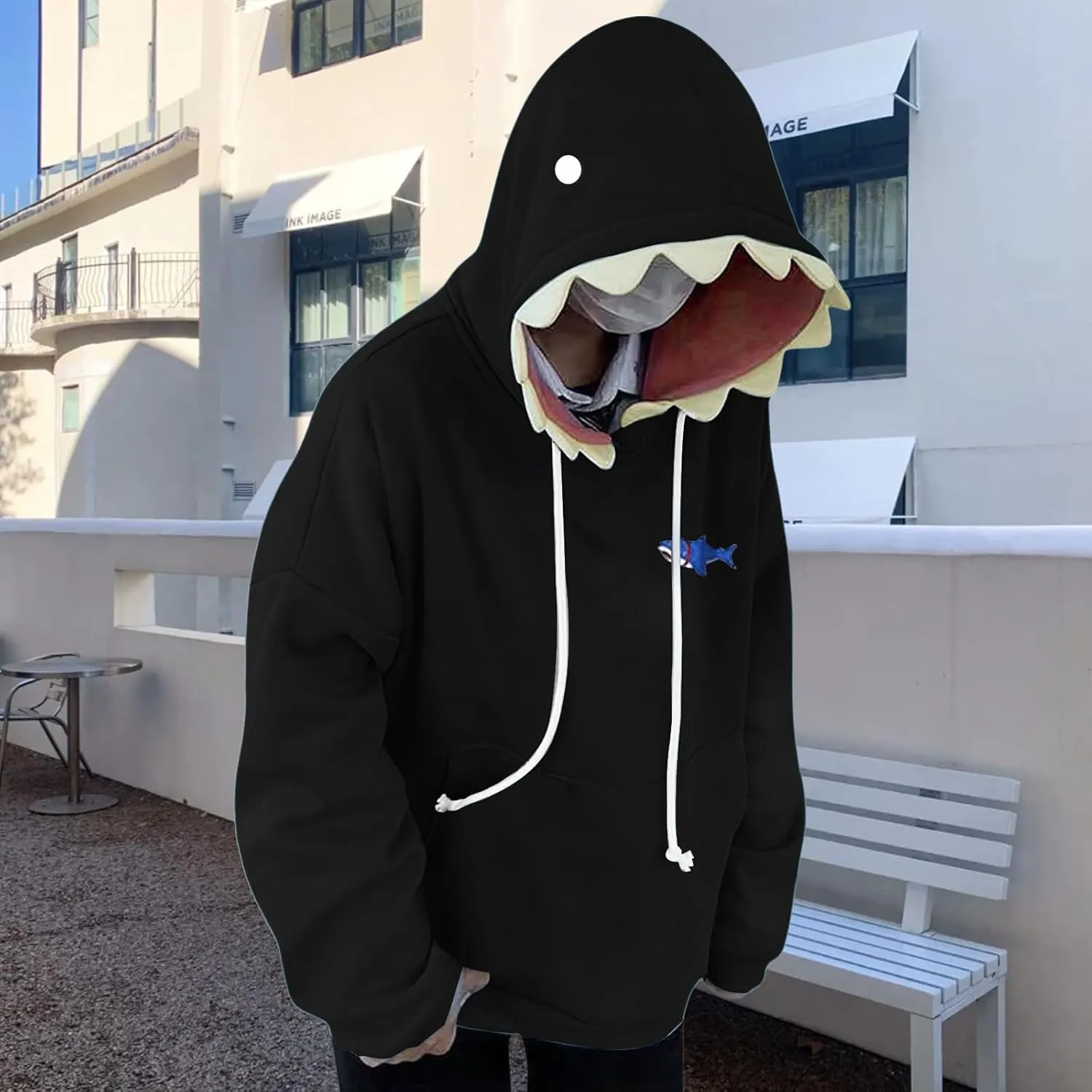 Mmoneyake Shark Hoodie Women Men Cute Cartoon Animal Pullover Sweatshirts Causal Long Sleeve Hooded Sweatshirts with Pockets