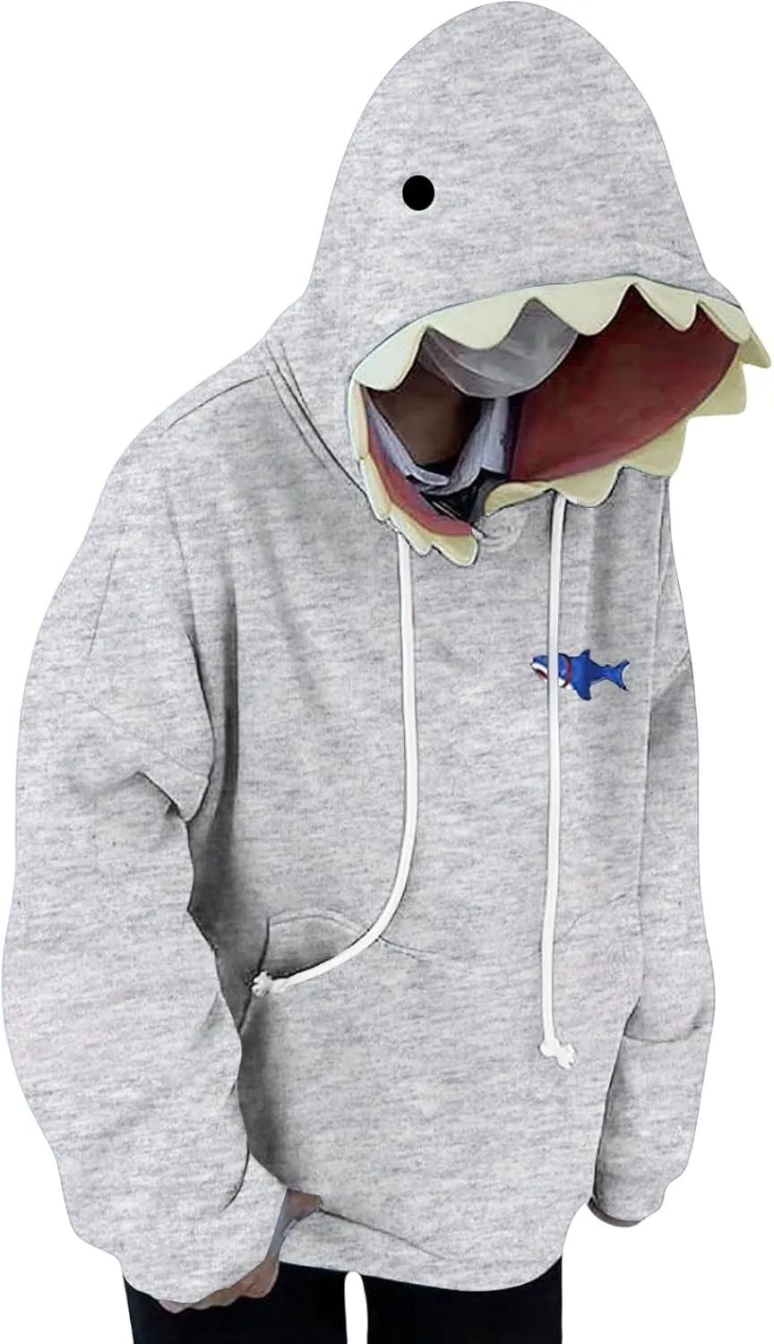Mmoneyake Shark Hoodie Women Men Cute Cartoon Animal Pullover Sweatshirts Causal Long Sleeve Hooded Sweatshirts with Pockets
