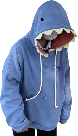 Mmoneyake Shark Hoodie Women Men Cute Cartoon Animal Pullover Sweatshirts Causal Long Sleeve Hooded Sweatshirts with Pockets