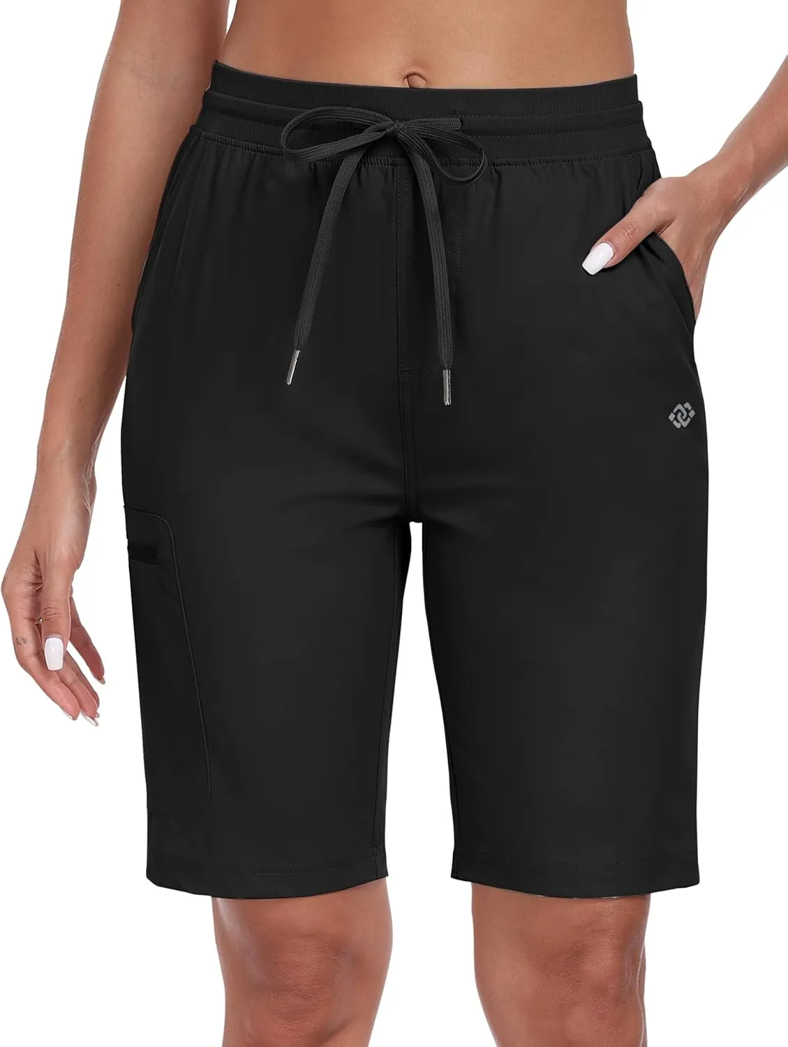 MoFiz Womens 10" Long Shorts for Women Quick Dry Women Hiking Cargo Shorts Knee Length Shorts with Zip Pockets