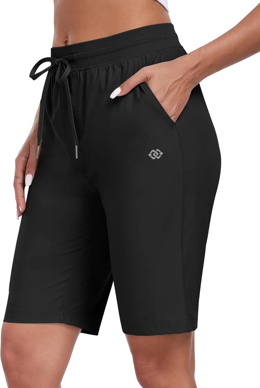 MoFiz Womens 10" Long Shorts for Women Quick Dry Women Hiking Cargo Shorts Knee Length Shorts with Zip Pockets