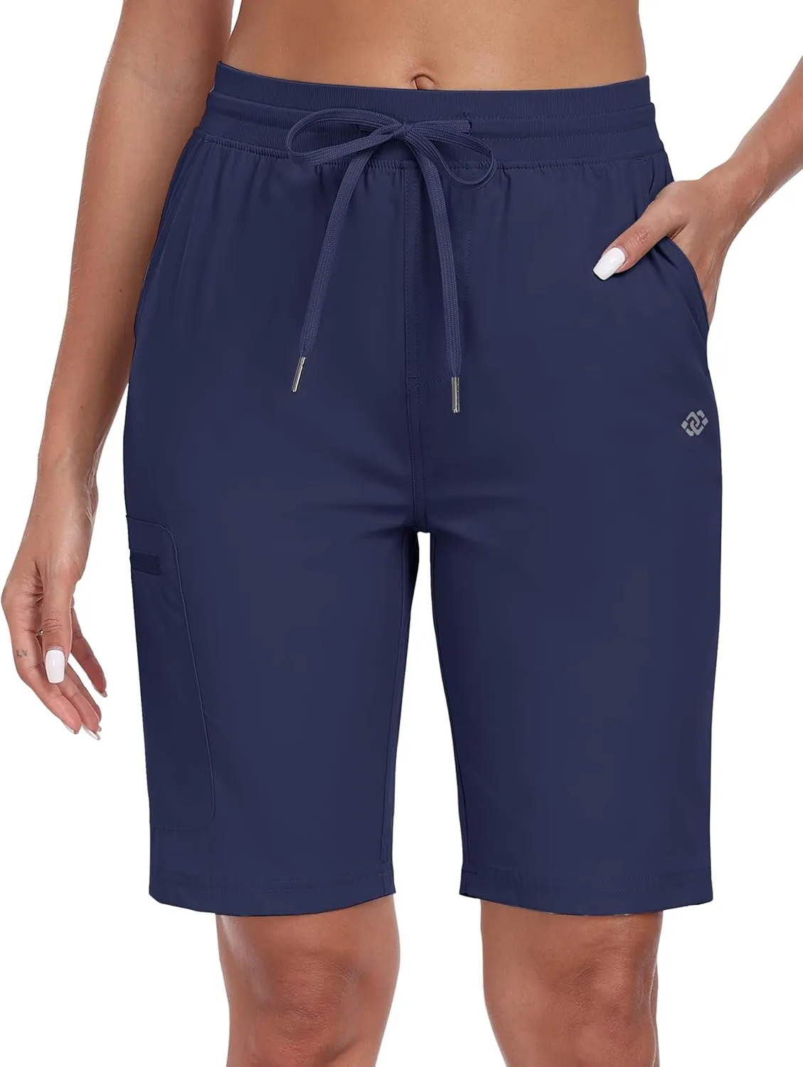 MoFiz Womens 10" Long Shorts for Women Quick Dry Women Hiking Cargo Shorts Knee Length Shorts with Zip Pockets