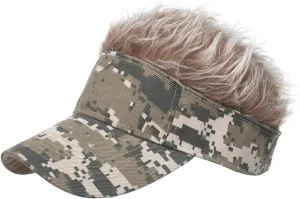 Novelty Funny Hair Visor Cap Sun Visor Hat with Wig Hairs Adjustable Fashion Baseball Cap for Men & Women Birthday