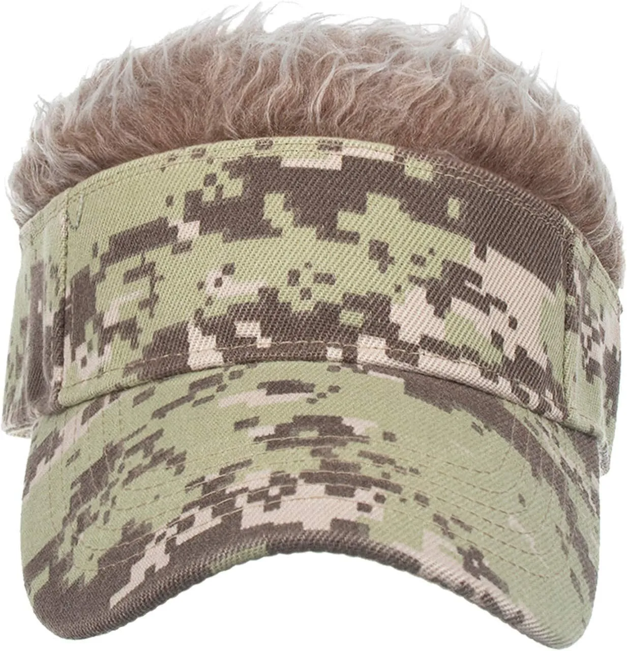 Novelty Funny Hair Visor Cap Sun Visor Hat with Wig Hairs Adjustable Fashion Baseball Cap for Men & Women Birthday
