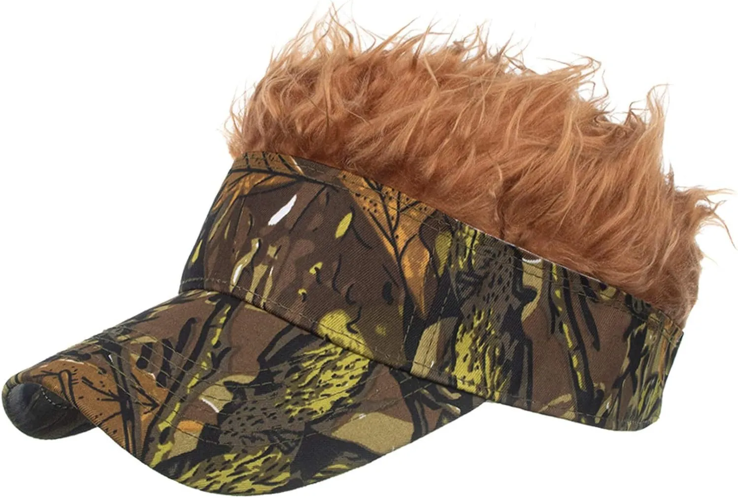 Novelty Funny Hair Visor Cap Sun Visor Hat with Wig Hairs Adjustable Fashion Baseball Cap for Men & Women Birthday