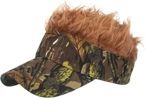 Novelty Funny Hair Visor Cap Sun Visor Hat with Wig Hairs Adjustable Fashion Baseball Cap for Men & Women Birthday