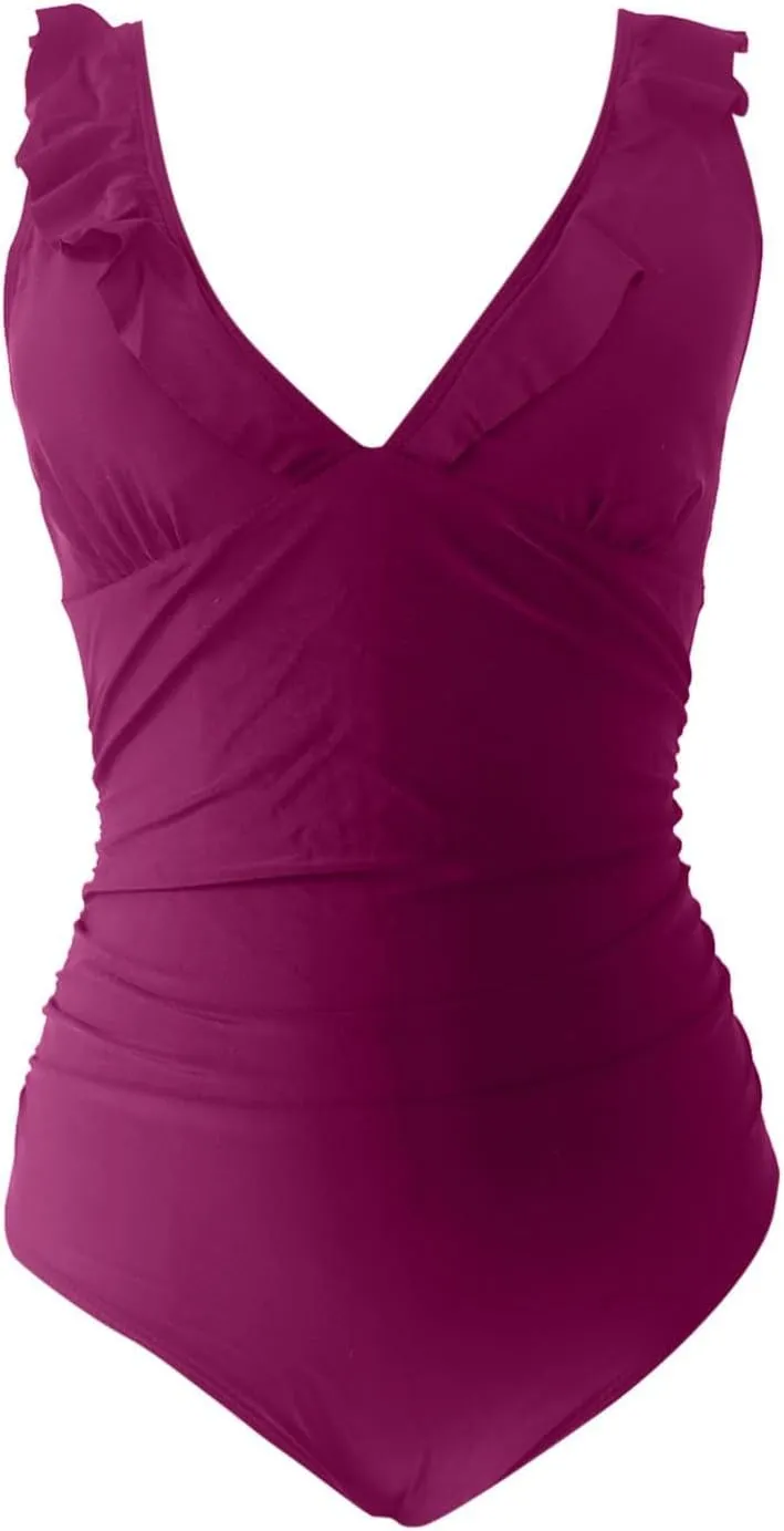 One Piece Bathing Suit Women's Slimming and Shielding Two Swimsuit for Women with Straps Women's Ribbed One Piece
