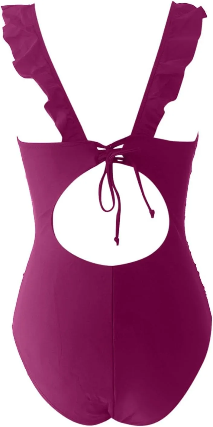 One Piece Bathing Suit Women's Slimming and Shielding Two Swimsuit for Women with Straps Women's Ribbed One Piece