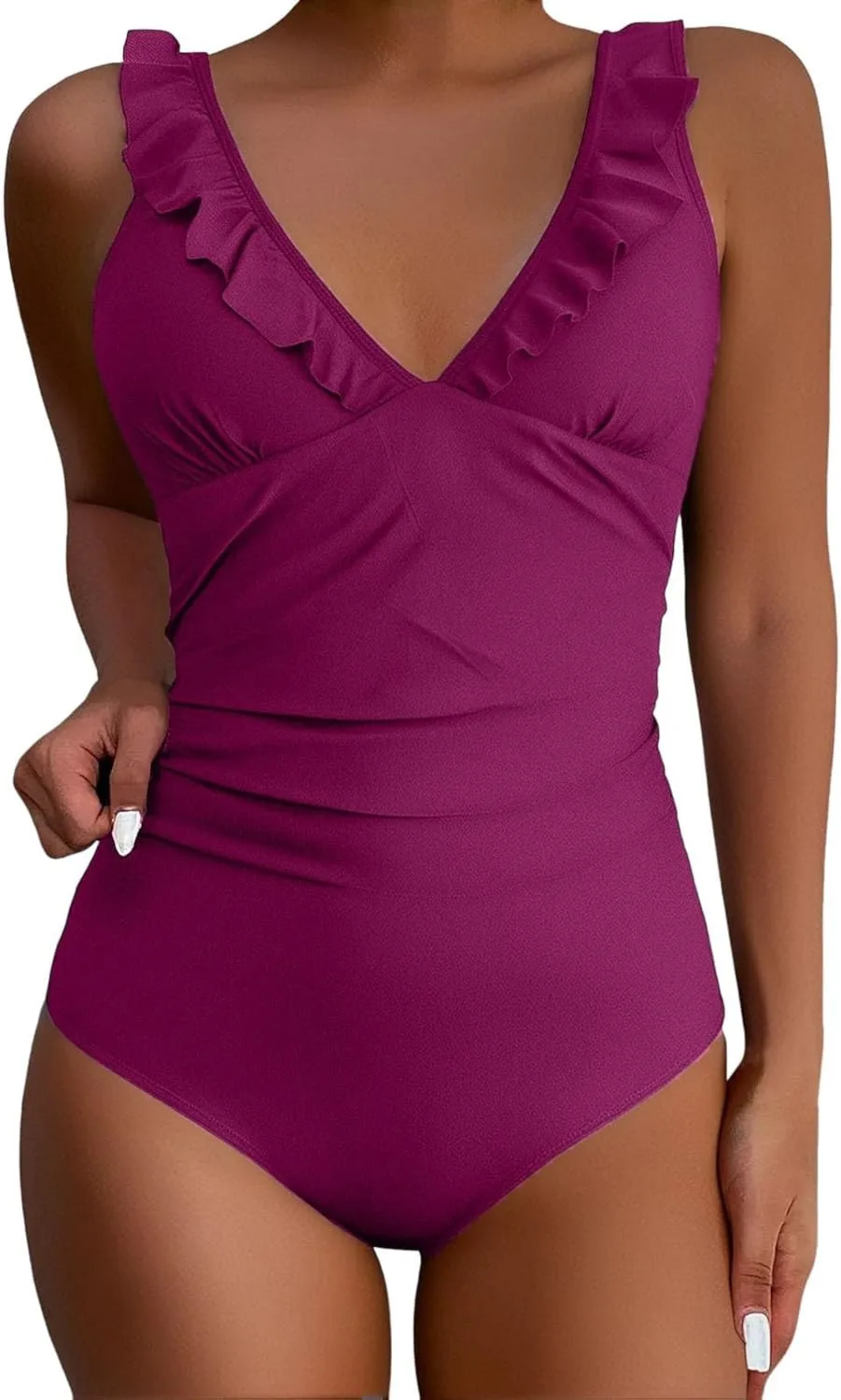One Piece Bathing Suit Women's Slimming and Shielding Two Swimsuit for Women with Straps Women's Ribbed One Piece