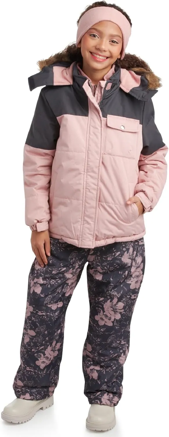 Pink Platinum Girls' Snowsuit - Water Resistant Winter Jacket and Ski Bib Overalls (2T-16)