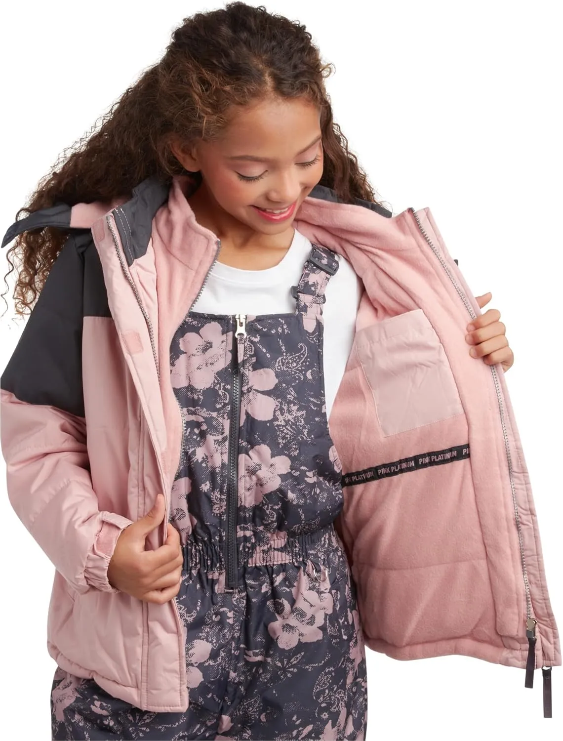 Pink Platinum Girls' Snowsuit - Water Resistant Winter Jacket and Ski Bib Overalls (2T-16)