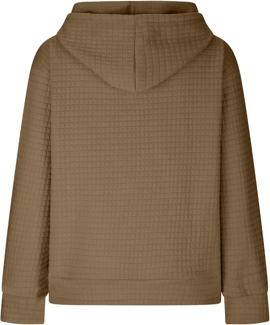 Plus Size Waffle Hooded Sweatshirts Quarter Zip Pullover Sweaters Fall Comfy Loose Fit Casual String Hoodies Blouse