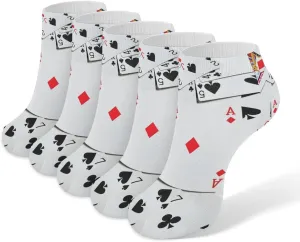 Poker Cards 5 Pairs Ankle Socks Low-Cut Non Slip Athletic Running Flat Sock for Men And Women