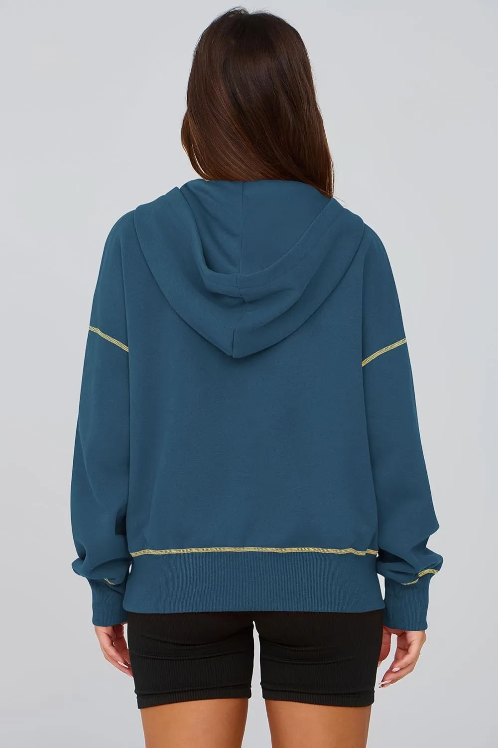 PRETTYGARDEN Women's Hooded Sweatshirts Long Sleeve Half Zip Cropped Hoodie Pullover Winter Fashion Clothes