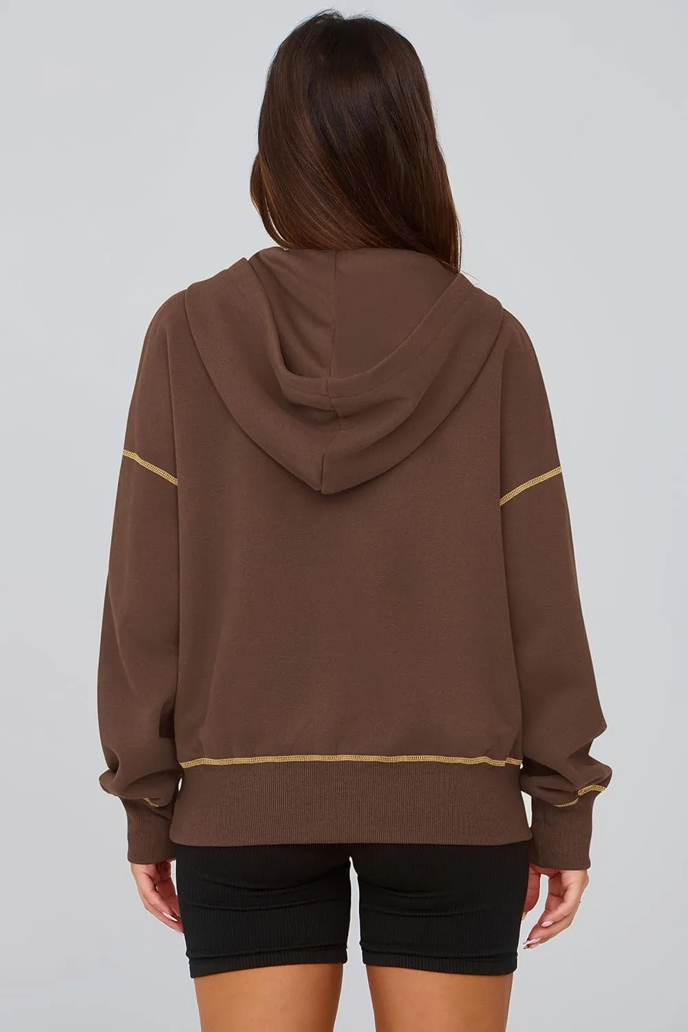 PRETTYGARDEN Women's Hooded Sweatshirts Long Sleeve Half Zip Cropped Hoodie Pullover Winter Fashion Clothes