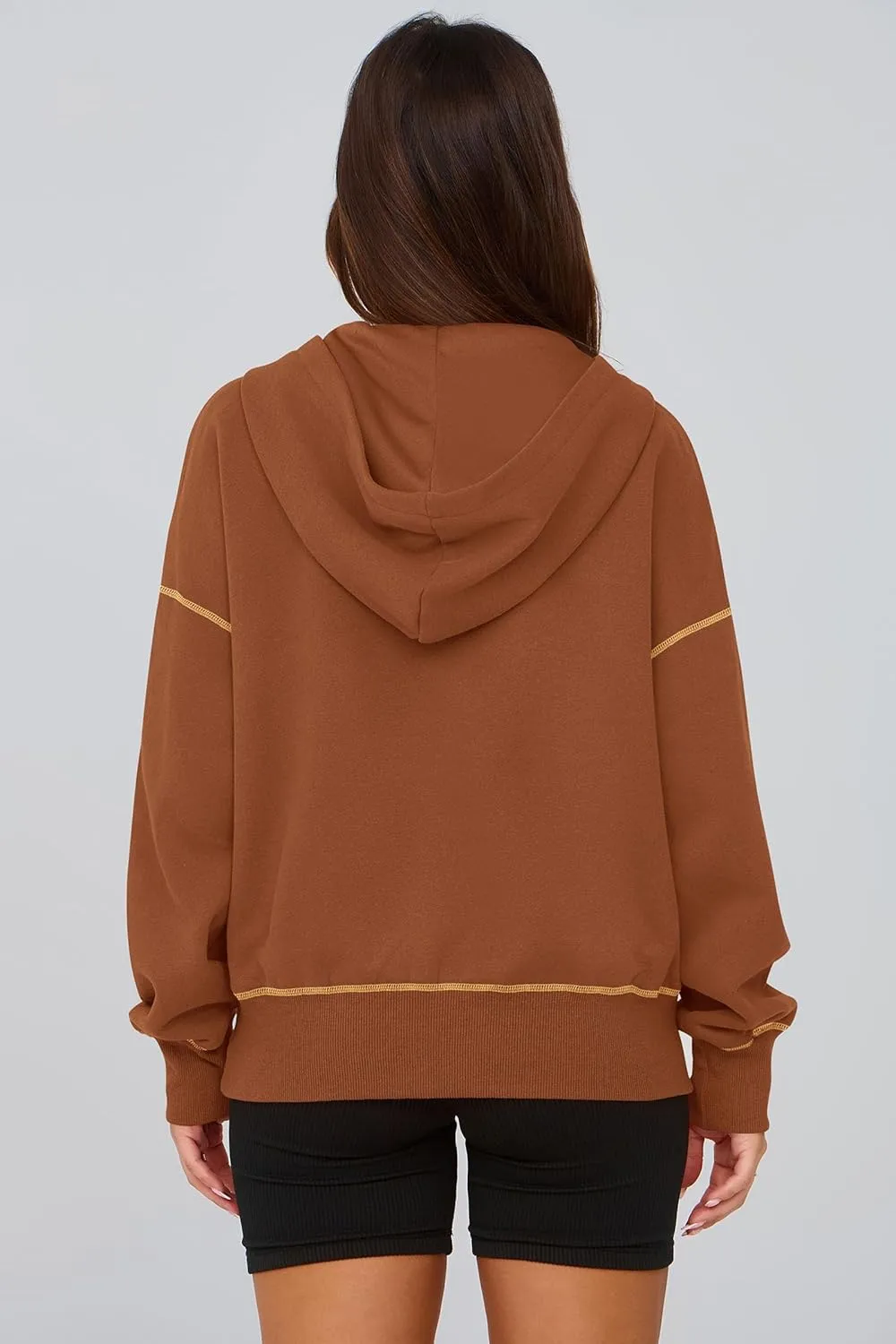PRETTYGARDEN Women's Hooded Sweatshirts Long Sleeve Half Zip Cropped Hoodie Pullover Winter Fashion Clothes