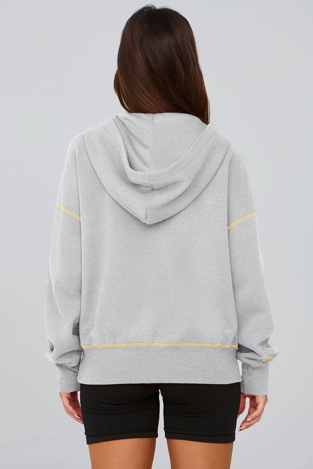 PRETTYGARDEN Women's Hooded Sweatshirts Long Sleeve Half Zip Cropped Hoodie Pullover Winter Fashion Clothes