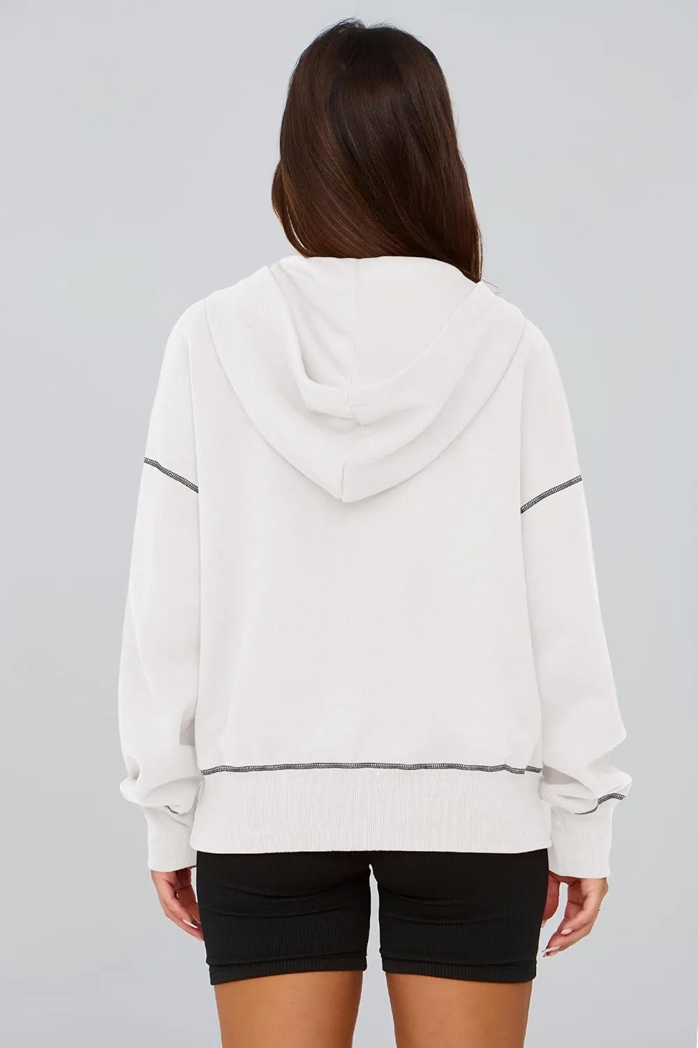 PRETTYGARDEN Women's Hooded Sweatshirts Long Sleeve Half Zip Cropped Hoodie Pullover Winter Fashion Clothes