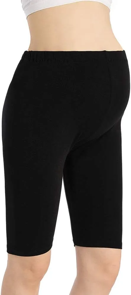 QingWan Women Yoga Pregnancy Short Leggings Maternity Knee Length Shorts Over The Belly