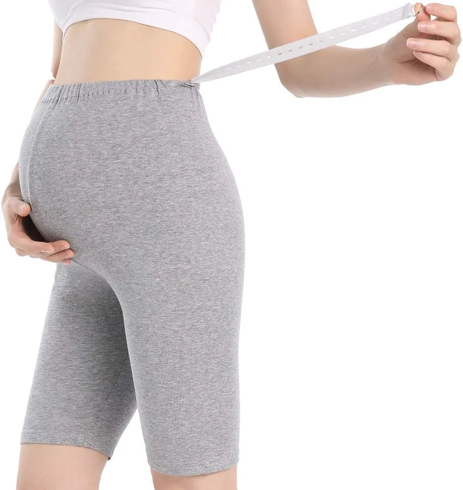 QingWan Women Yoga Pregnancy Short Leggings Maternity Knee Length Shorts Over The Belly