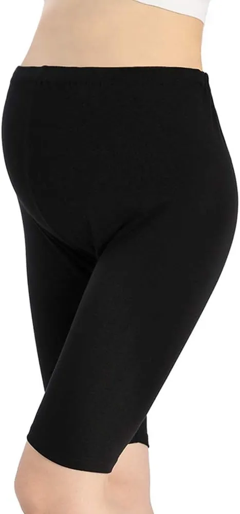 QingWan Women Yoga Pregnancy Short Leggings Maternity Knee Length Shorts Over The Belly