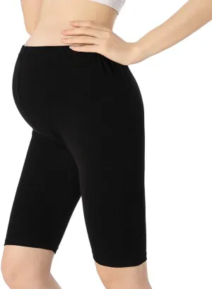 QingWan Women Yoga Pregnancy Short Leggings Maternity Knee Length Shorts Over The Belly