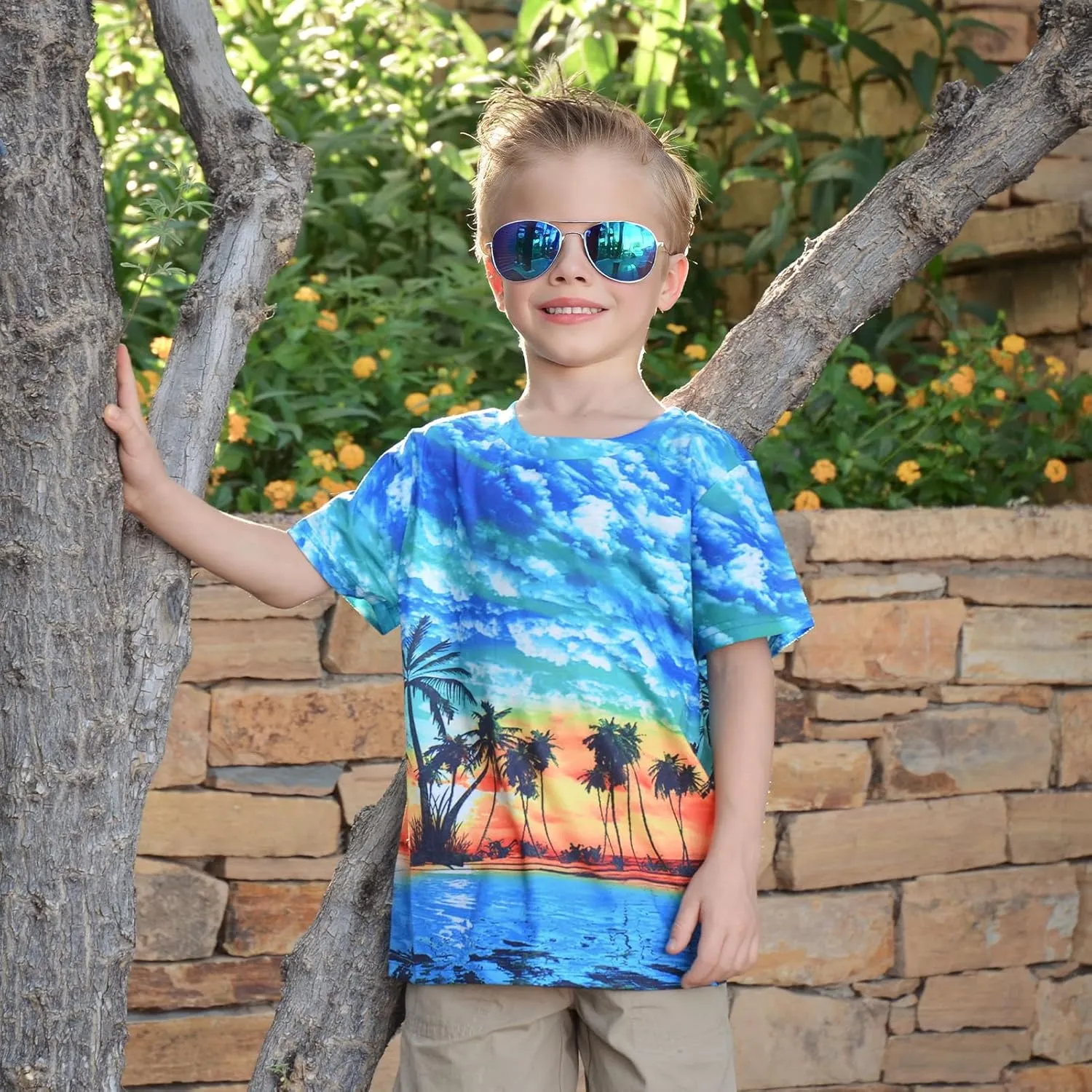 RAISEVERN Boys Girls 3D Graphic Printed T-Shirts Short Sleeve Summer tees for 4-14 Years