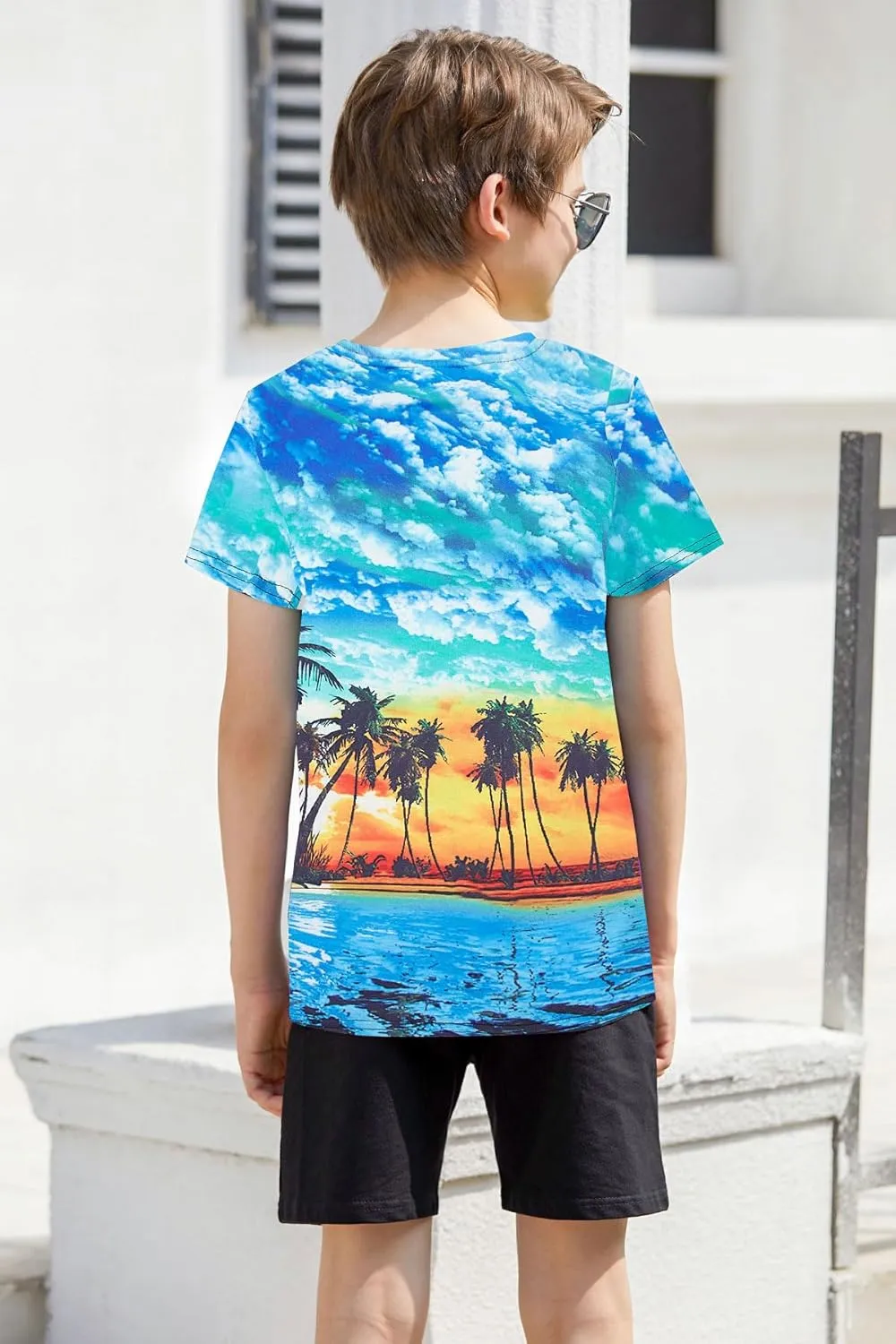 RAISEVERN Boys Girls 3D Graphic Printed T-Shirts Short Sleeve Summer tees for 4-14 Years