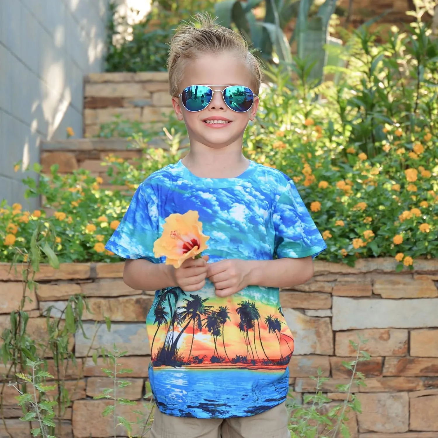RAISEVERN Boys Girls 3D Graphic Printed T-Shirts Short Sleeve Summer tees for 4-14 Years
