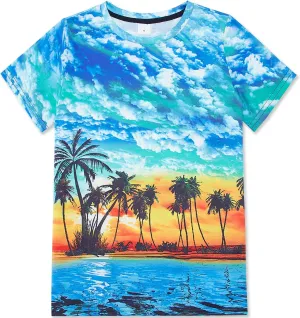 RAISEVERN Boys Girls 3D Graphic Printed T-Shirts Short Sleeve Summer tees for 4-14 Years