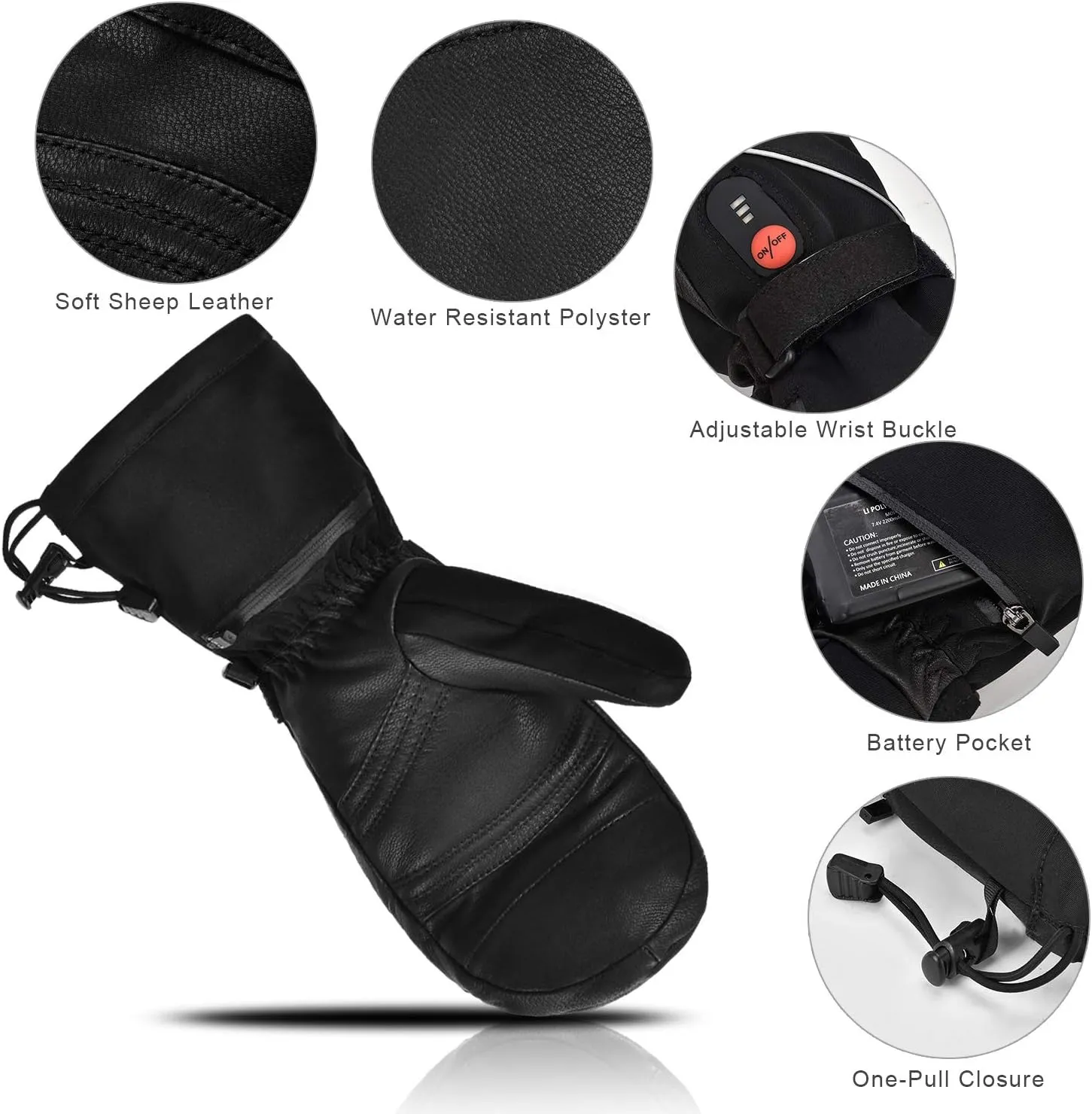 SAVIOR HEAT Heated Ski Mittens Gloves Electric Rechargeable Battery Mitts for Men Women Kids Winter Snowboard Motorcycle Skating Camping Hunting