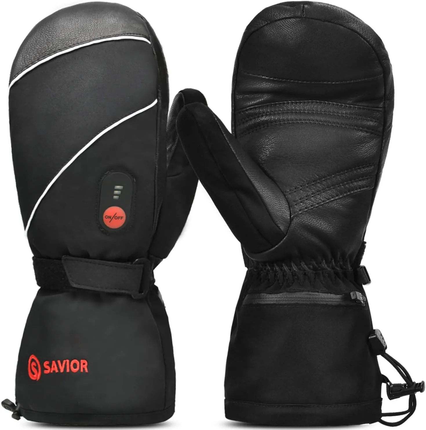 SAVIOR HEAT Heated Ski Mittens Gloves Electric Rechargeable Battery Mitts for Men Women Kids Winter Snowboard Motorcycle Skating Camping Hunting