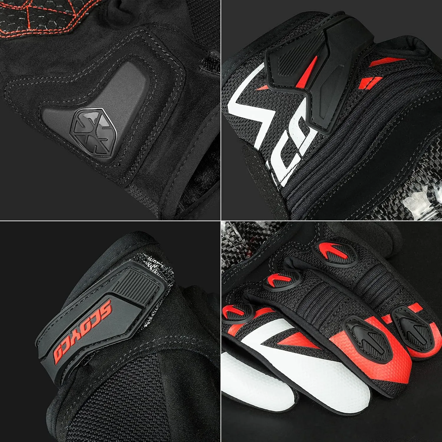 Scoyco Full Finger Touchscreen Motorcycle Riding Gloves Carbon Knuckle Armor Motorbike Gloves for Men Women Cycling Motocross Racing Dirt Bike BMX ATV MTB Driving
