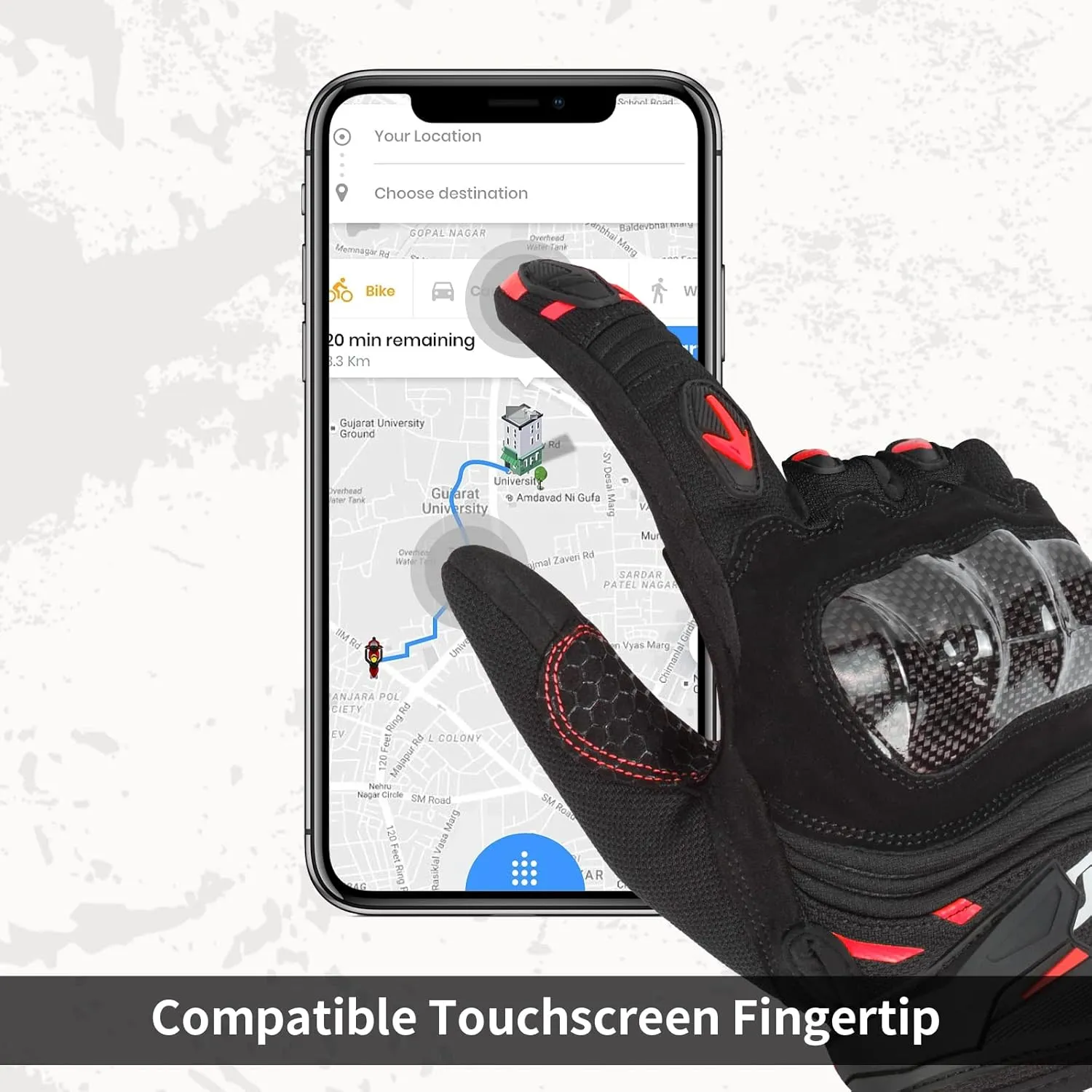 Scoyco Full Finger Touchscreen Motorcycle Riding Gloves Carbon Knuckle Armor Motorbike Gloves for Men Women Cycling Motocross Racing Dirt Bike BMX ATV MTB Driving