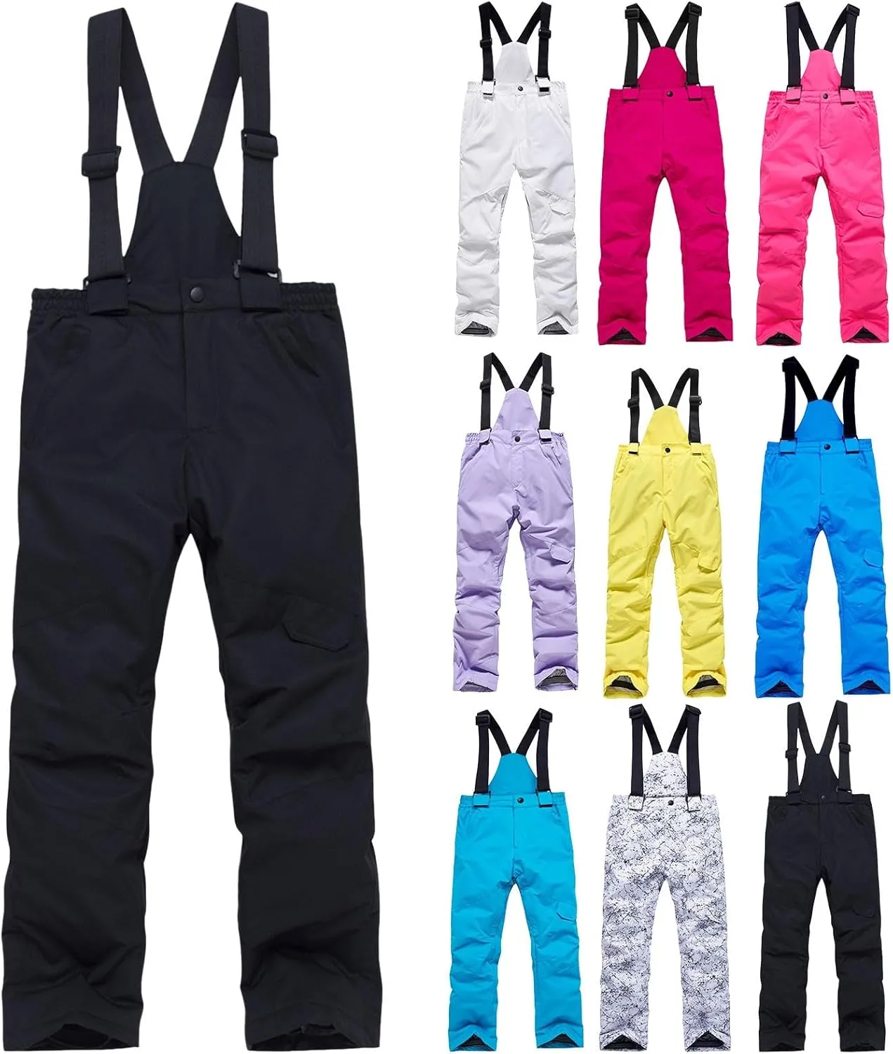 Snow Pants Girls 10 Years Toddler Snow Pant | Winter Ski W Cargo Stash Pocket | Insulated Convertible Kid Snow Clothes