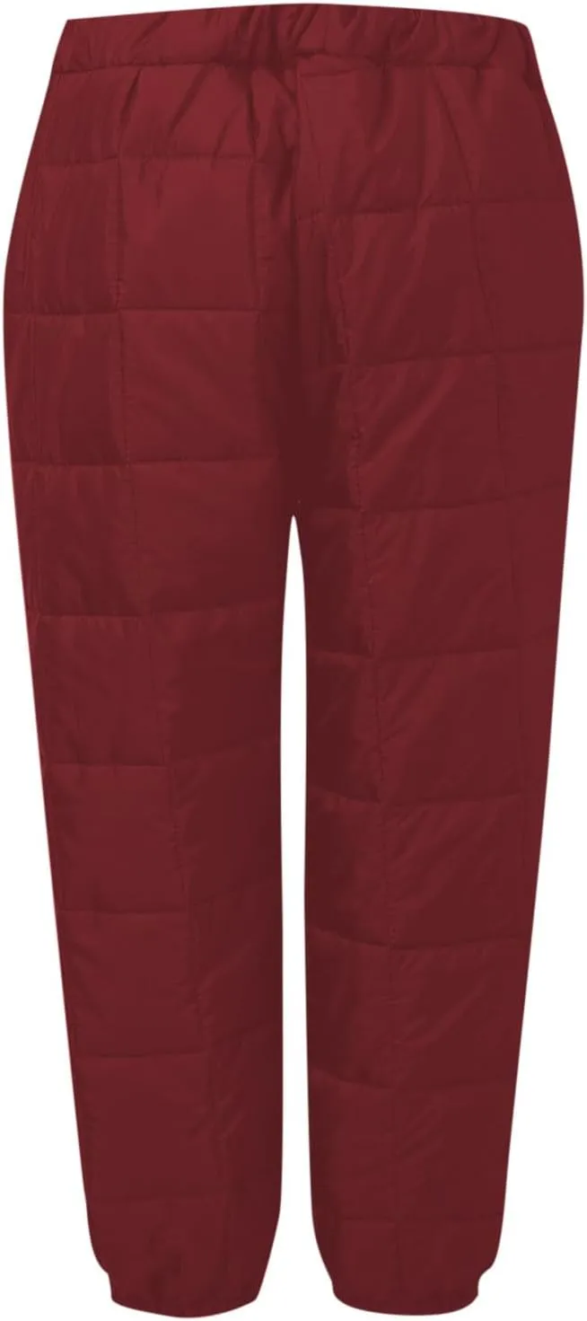 Snow Pants Womens Winter Ski Pants Thick Fleece Lined Joggers Quilted Down Puffer Trousers with Pockets