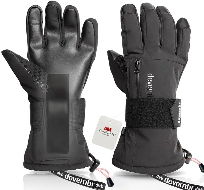 Snowboarding Gloves with Wrist Guards, Ski Gloves Touchscreen